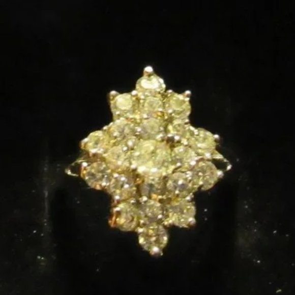 Unknown Jewelry - 💎 Stunning Brilliant Faux Diamond Sterling Silver Cluster Cocktail Ring - 6